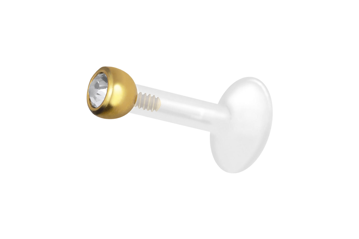 PTFE Labret Piercing mit Innengewinde + Titan-Aufsatz KRISTALL